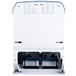 A white and blue San Jamar Smart System roll towel dispenser.