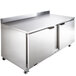 A Beverage-Air stainless steel worktop refrigerator with two doors.