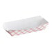 A white rectangular paper tray with a red plaid pattern.