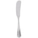 A silver Libbey butter spreader with a handle.