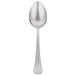 A silver spoon with an egg shaped handle.