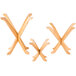 A Tablecraft bamboo display riser set with x-shaped legs.