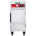 A silver rectangular Vulcan V-Series heated holding cabinet with a red dial.