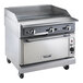 A Vulcan stainless steel liquid propane range with griddle top and convection oven.