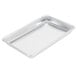 A silver rectangular Vollrath aluminum bun/sheet pan with curled edges.