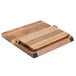 A Mercer Culinary Genesis acacia wood cutting board with a metal clip.