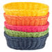 a stack of colorful baskets