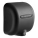 A black Excel XLERATOR hand dryer with a graphite textured cover and a logo.