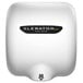 A white Excel XLERATOReco hand dryer with black text.