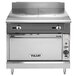 A large stainless steel Vulcan V Series range with a convection oven.