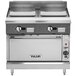A large stainless steel Vulcan liquid propane range with a standard oven.