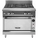 A Vulcan stainless steel 36" gas range with 4 burners.