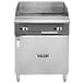 A stainless steel Vulcan VGM24B-NAT range with a griddle top over a cabinet.