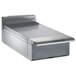 A stainless steel metal rectangular spreader plate with a lid.