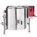 A large stainless steel Vulcan 60 gallon steam kettle.