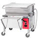A large stainless steel Vulcan liquid propane tilt skillet.