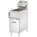 A Vulcan natural gas floor fryer with solid state analog controls and a drawer.