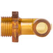 A yellow plastic pipe fitting with a threaded end.