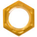 A yellow hexagonal plastic ring with white background.