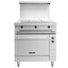 A large white Vulcan commercial electric range with 3 hot tops and an oven base.