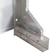 A stainless steel Vulcan reinforced high shelf wall bracket with two holes.