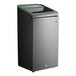 A grey rectangular Rubbermaid Stenni recycling container with a green lid.