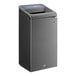A grey rectangular Rubbermaid Stenni recycling container with a blue lid.