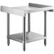 a stainless steel table with a shelf