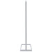 A white metal pole with a metal sign holder on it.