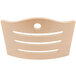 A wooden chair back rest with three holes in it.