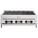 A Wolf stainless steel low profile radiant gas charbroiler with four burners.