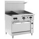 A Wolf stainless steel commercial gas range with two burners.