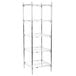 A chrome Metro wire shelving unit with four shelves.