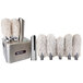 A Bar Maid electric glass polisher with a bunch of white mops.