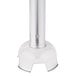 A metal blending arm with a silver base.