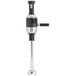 A black and silver metal KitchenAid blending arm.
