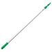 A long green and silver metal pole with green ErgoTec handles.