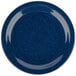 A Carlisle Dallas Ware cafe blue melamine plate with a speckled surface.