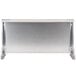 A close-up of a silver rectangular Wolf reinforced high shelf with metal legs.