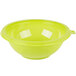 A green plastic bowl with a lid.