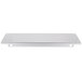 A rectangular stainless steel panel with holes.