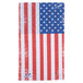 A Headsweats headband with a red white and blue flag design.