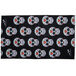 A black fabric headband with a pattern of colorful skulls.