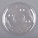 A clear plastic Dart container lid with a straw slot.