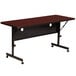 A rectangular cherry wood Correll seminar table with wheels.