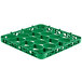 A green plastic Carlisle glass rack extender with 20 compartments.