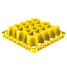 A yellow plastic Carlisle glass rack extender with compartments.