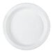 A white paper plate with a white border.
