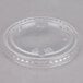 A clear plastic lid with a straw slot.