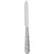 A 10 Strawberry Street Dubai stainless steel dinner knife with a silver handle and a black border on the counter.